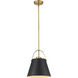 Z-Studio 1 Light 12.5 inch Matte Black and Heritage Brass Pendant Ceiling Light