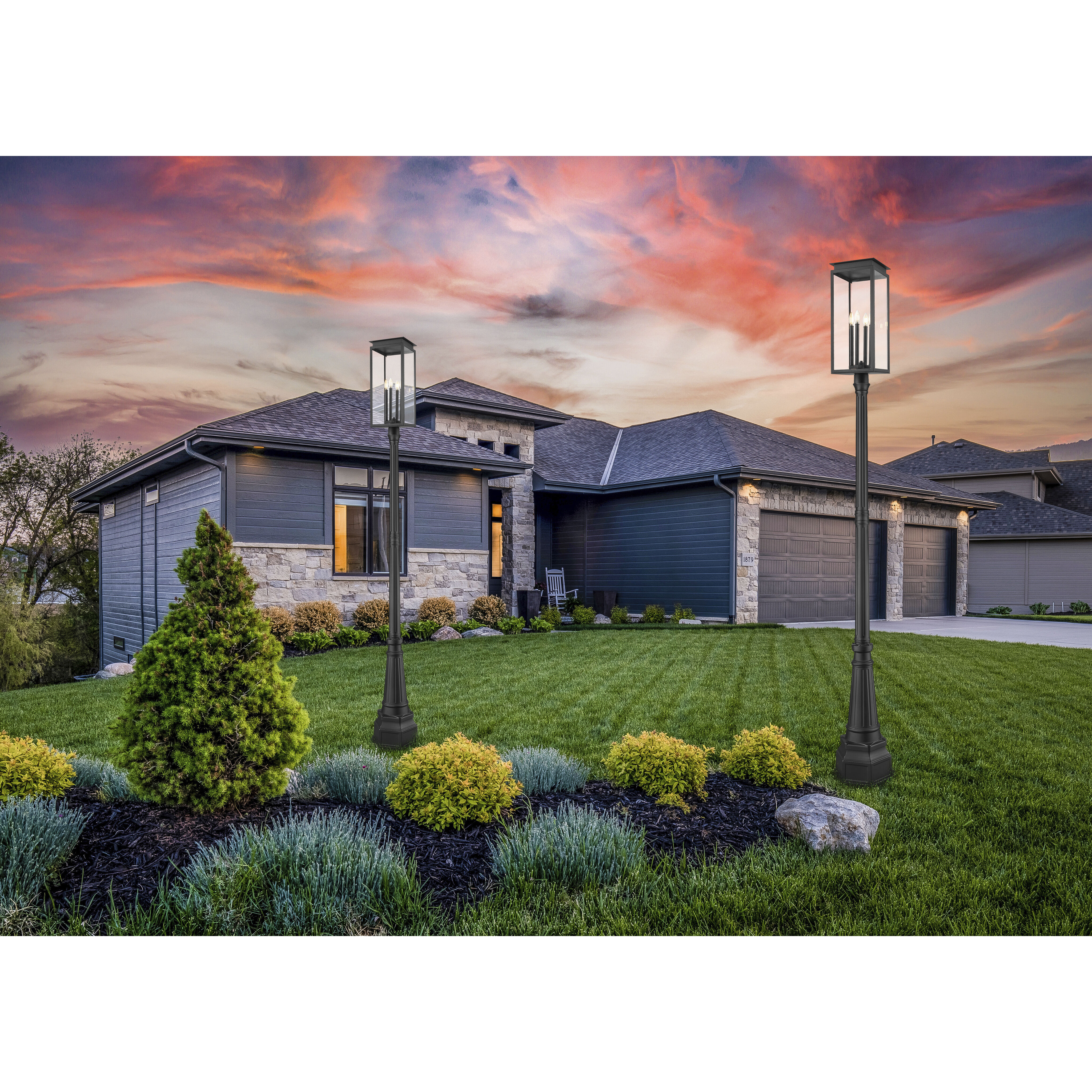 Nova 4 Light 109.5 inch Black Outdoor Post Mounted Fixture