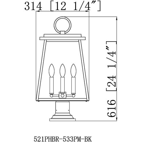 Broughton 4 Light 24.5 inch Black Outdoor Pier Mounted Fixture