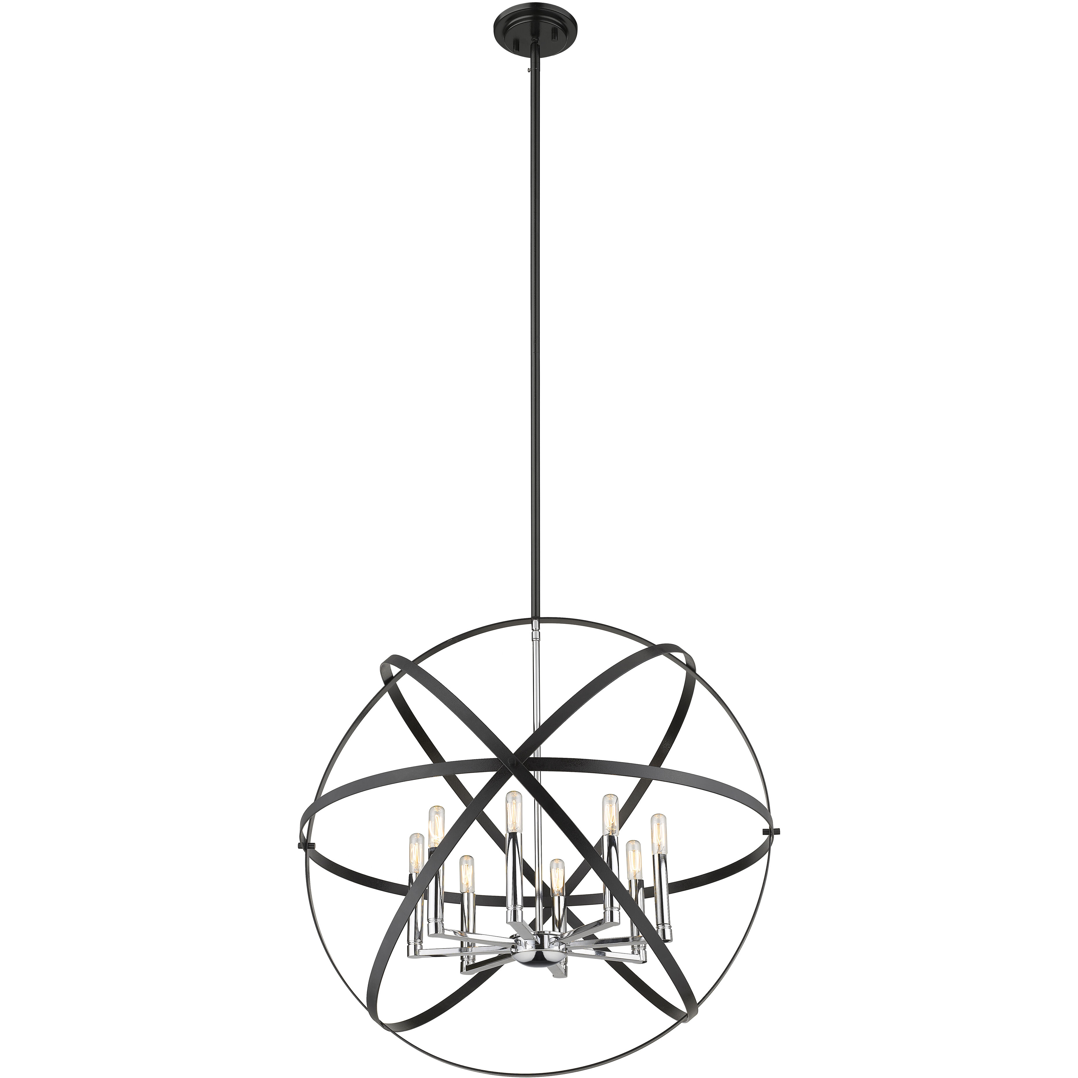 Cavallo 8 Light 30 inch Hammered Black and Chrome Chandelier Ceiling Light