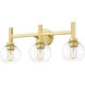 Sutton 3 Light 24 inch Brushed Gold Vanity Light Wall Light