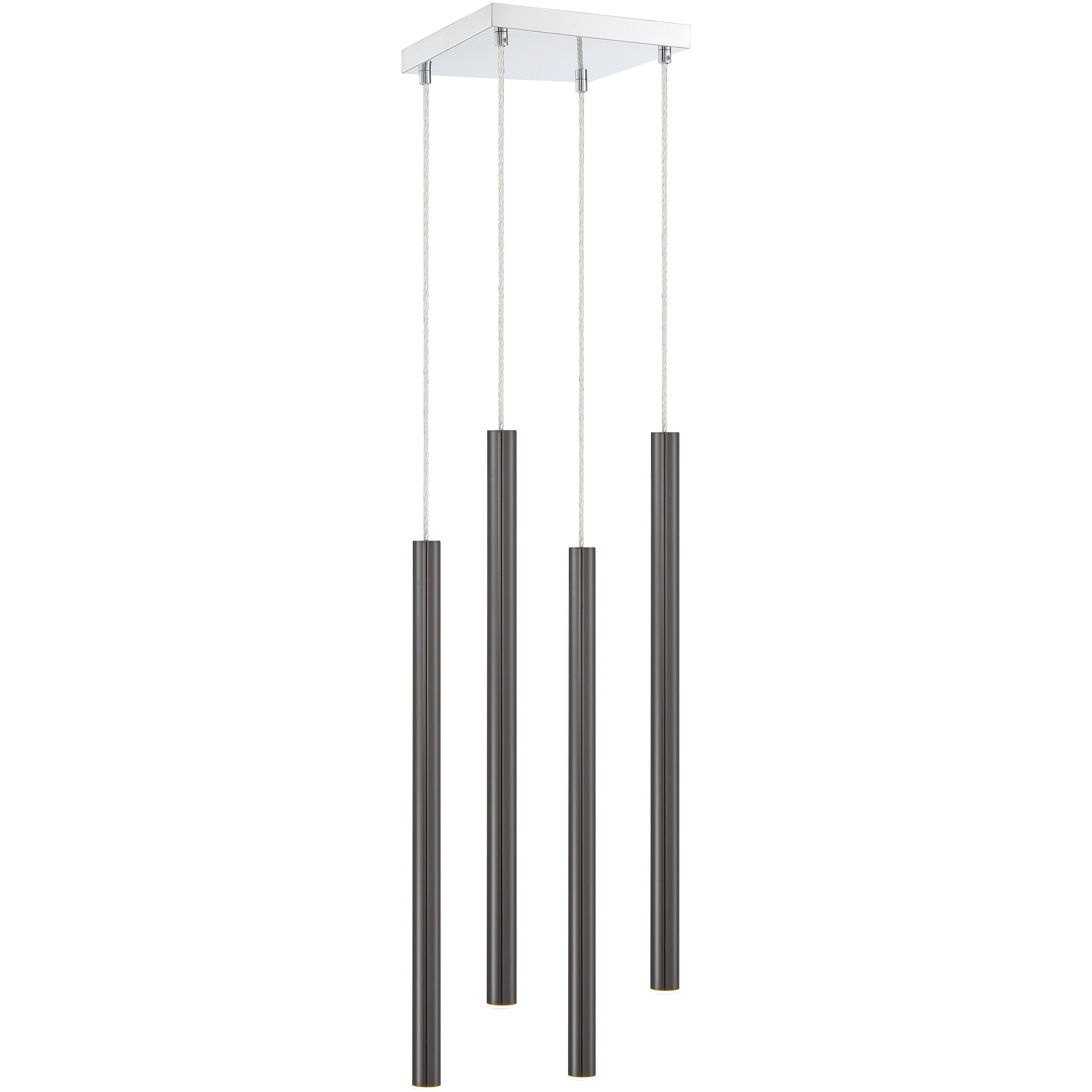 Forest LED 9.5 inch Chrome Chandelier Ceiling Light in 4, Pearl Black Steel, 15