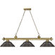 Cordon 3 Light 58 inch Rubbed Brass Billiard Ceiling Light in Bronze Steel