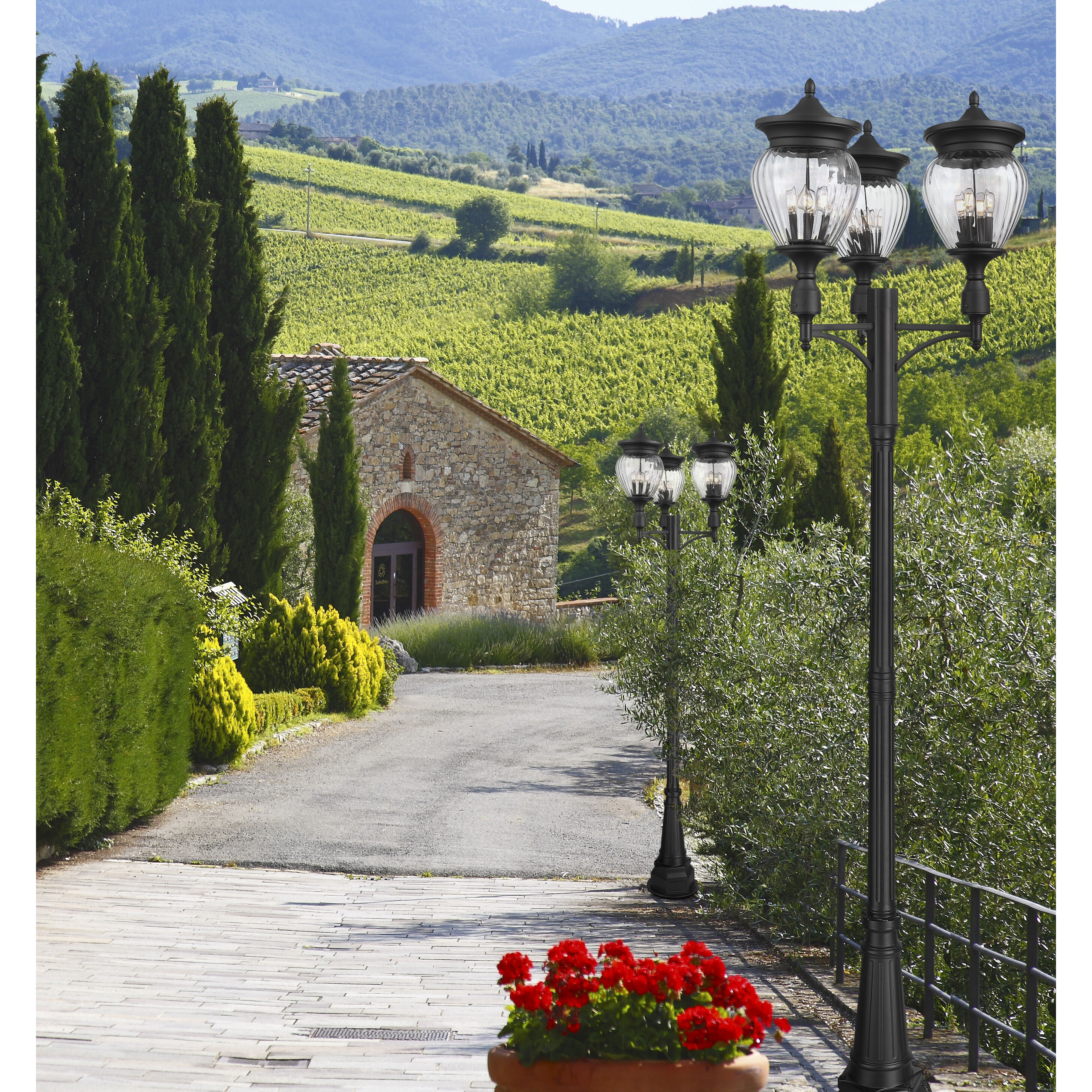 Davina 4 Light 120.25 inch Black Outdoor Post Mounted Fixture in G9