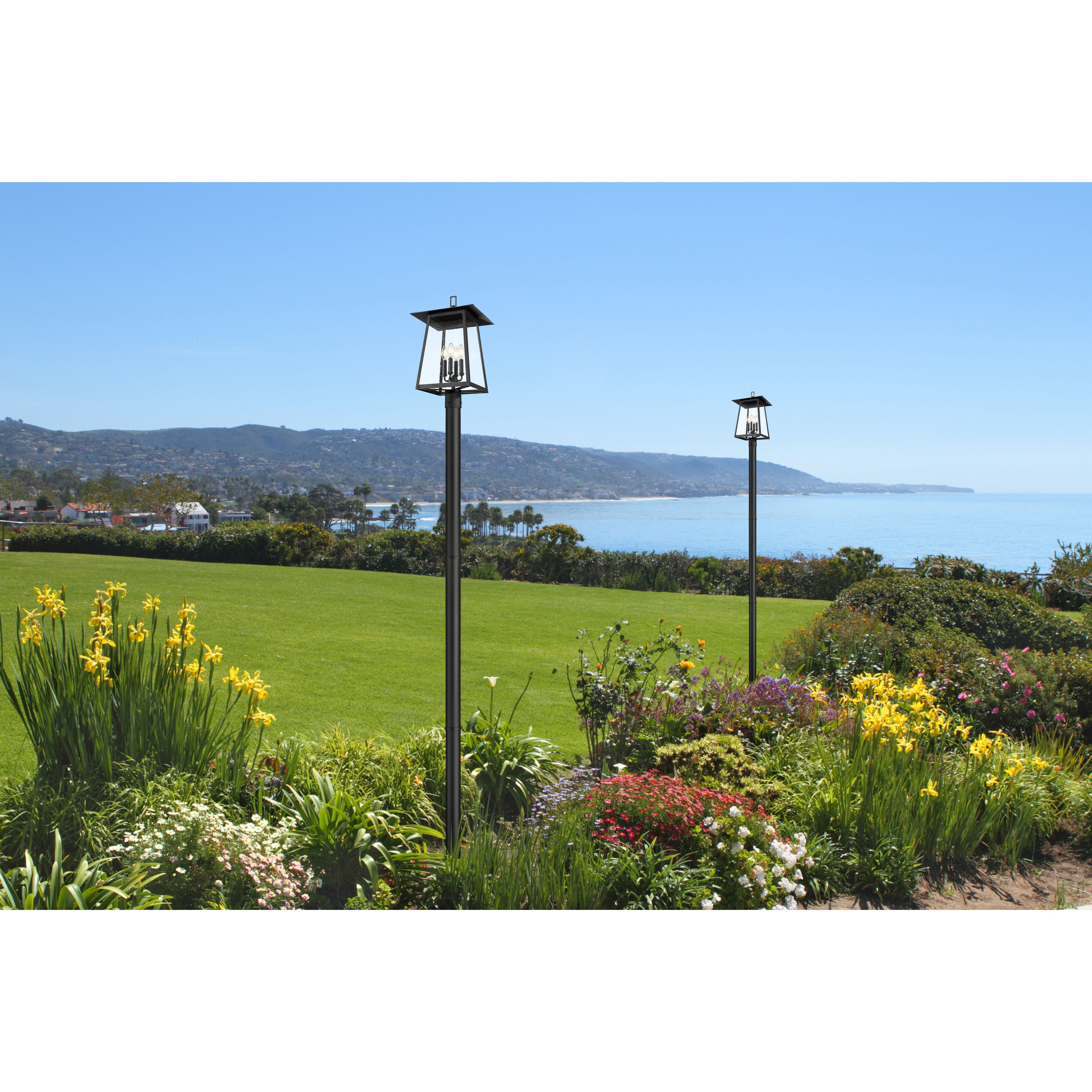 Rainer 4 Light 118.25 inch Black Outdoor Post Mounted Fixture in G9