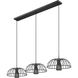 Valencia 3 Light 56 inch Matte Black Linear Chandelier Ceiling Light