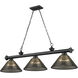 Cordon 3 Light 57.25 inch Matte Black Billiard Ceiling Light in Smoke Acrylic