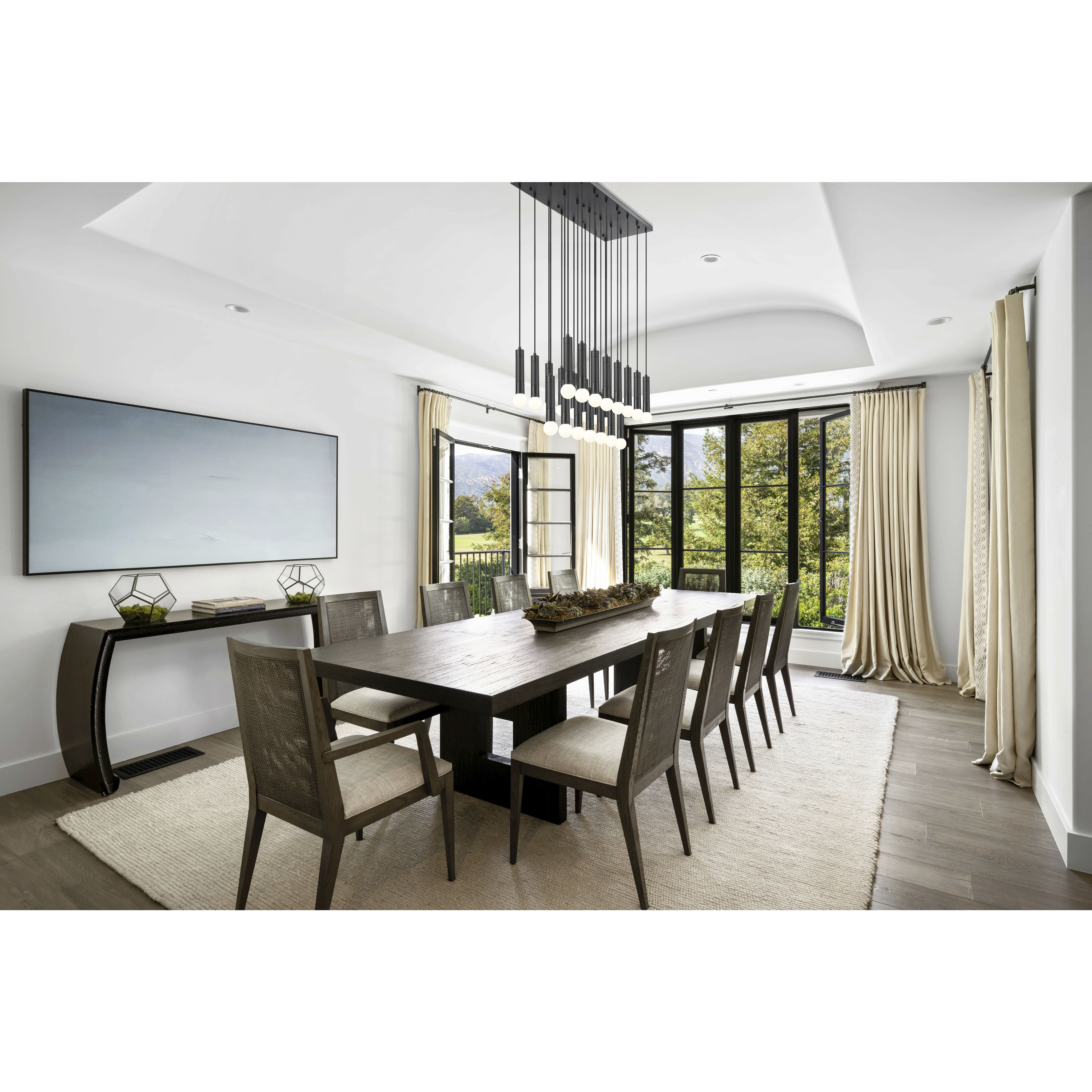 Stari Linear Chandelier Ceiling Light in Matte Black