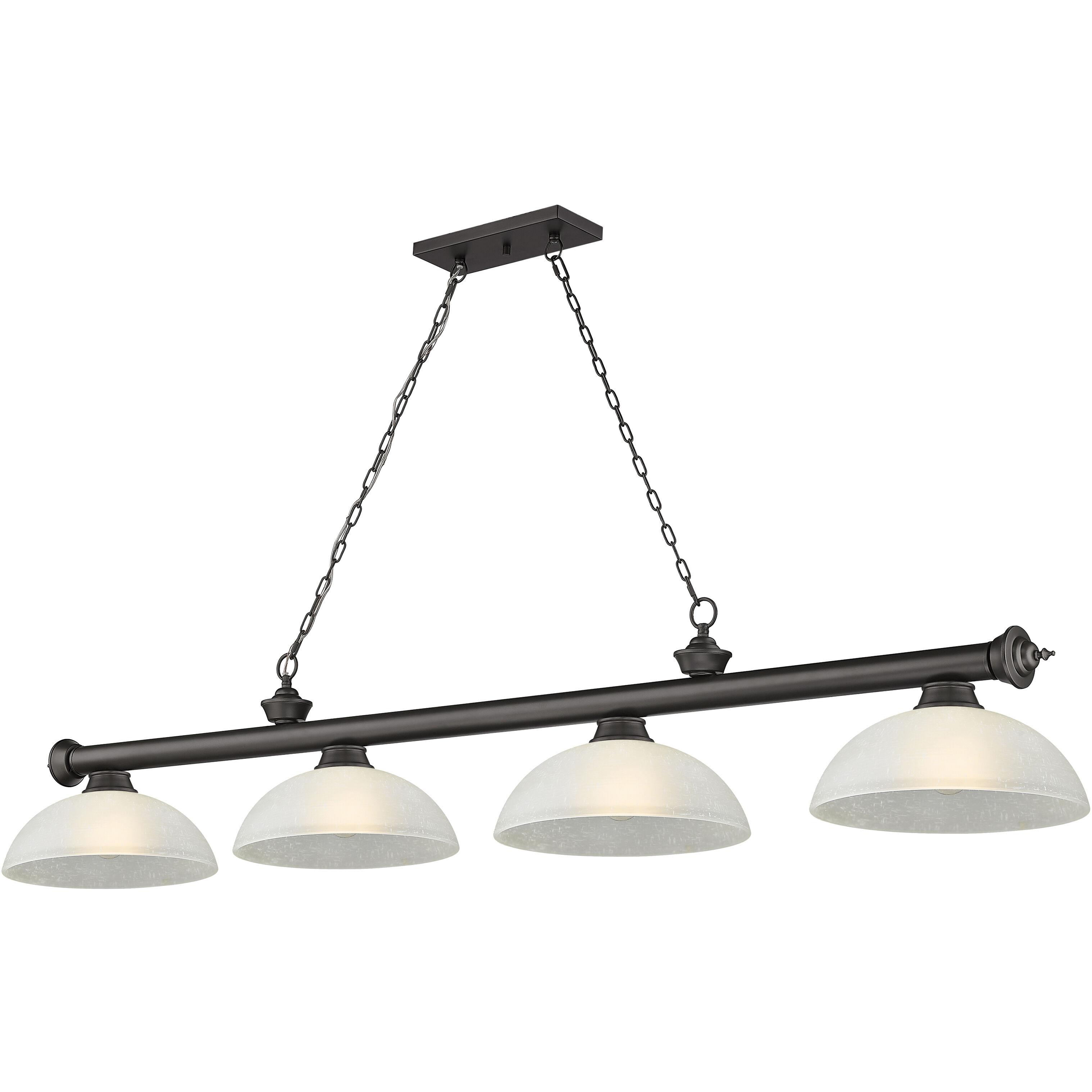 Cordon 4 Light 81.25 inch Bronze Billiard Ceiling Light in White Linen Glass