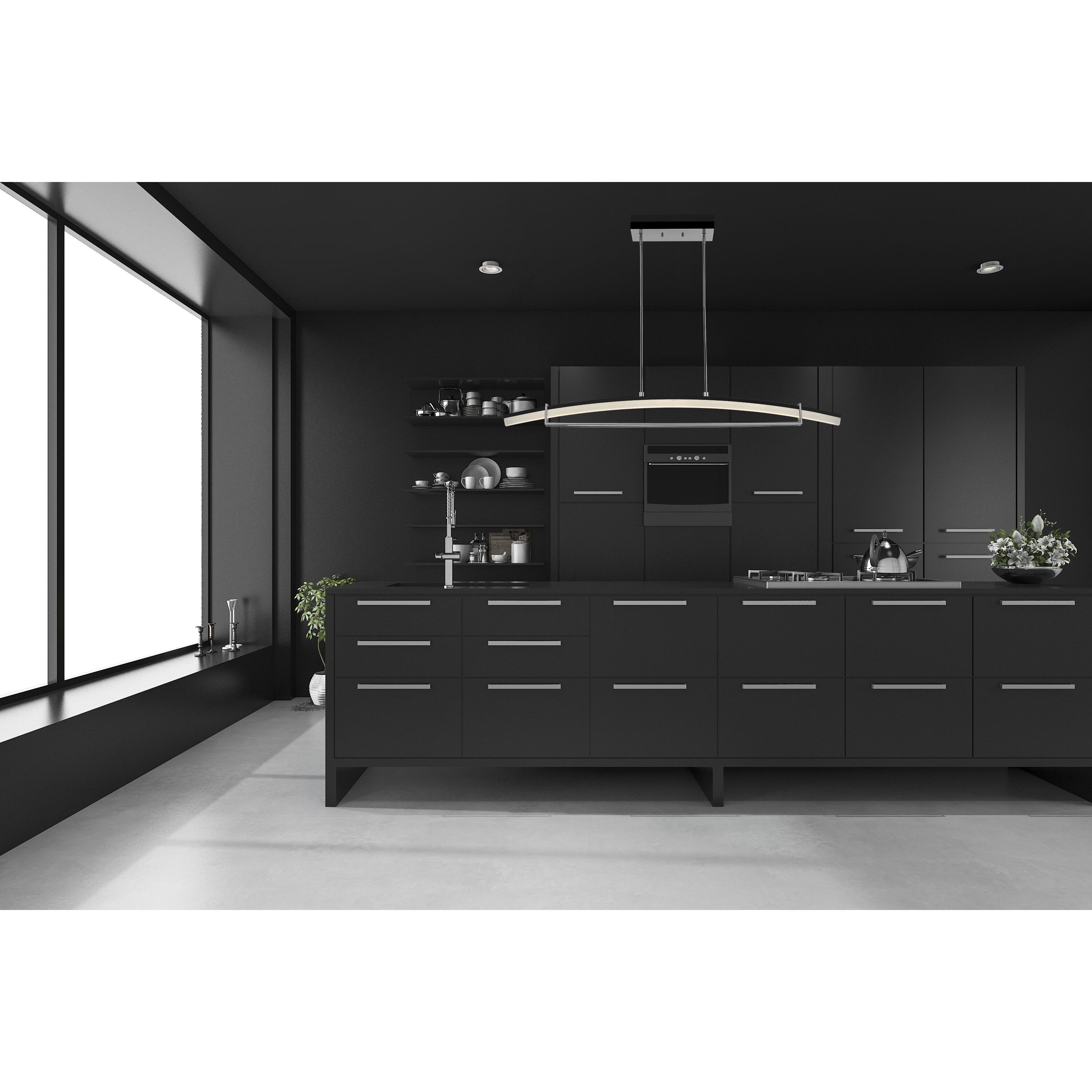 Arc LED 56.25 inch Chrome Linear Chandelier Ceiling Light