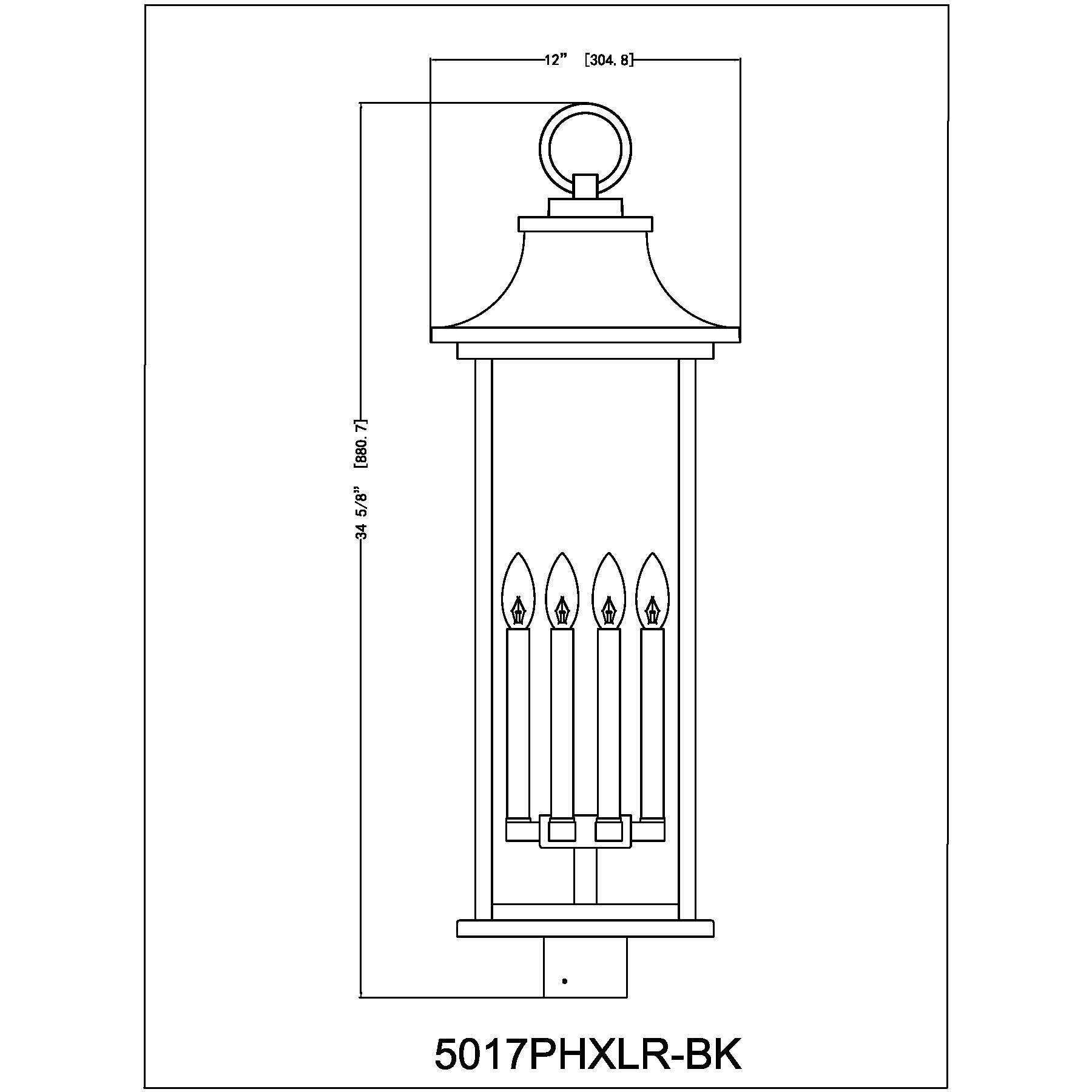 Tiberius 6 Light 34.75 inch Black Outdoor Post Mount Fixture in Clear Seedy Glass