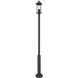 Tiberius 4 Light 120 inch Black Outdoor Post Mounted Fixture in Clear Seedy Glass