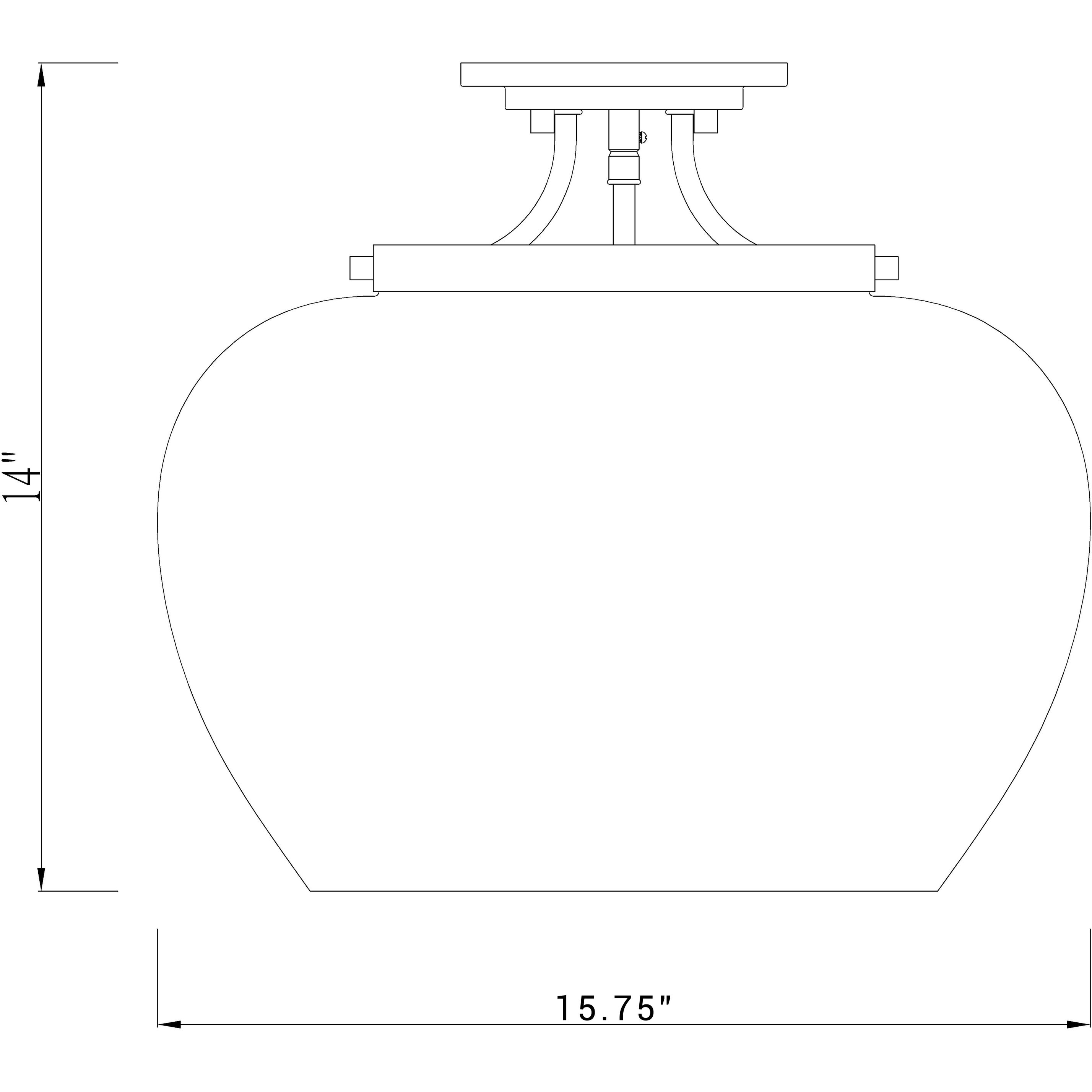 Joliet 3 Light 15.75 inch Olde Brass Semi Flush Mount Ceiling Light