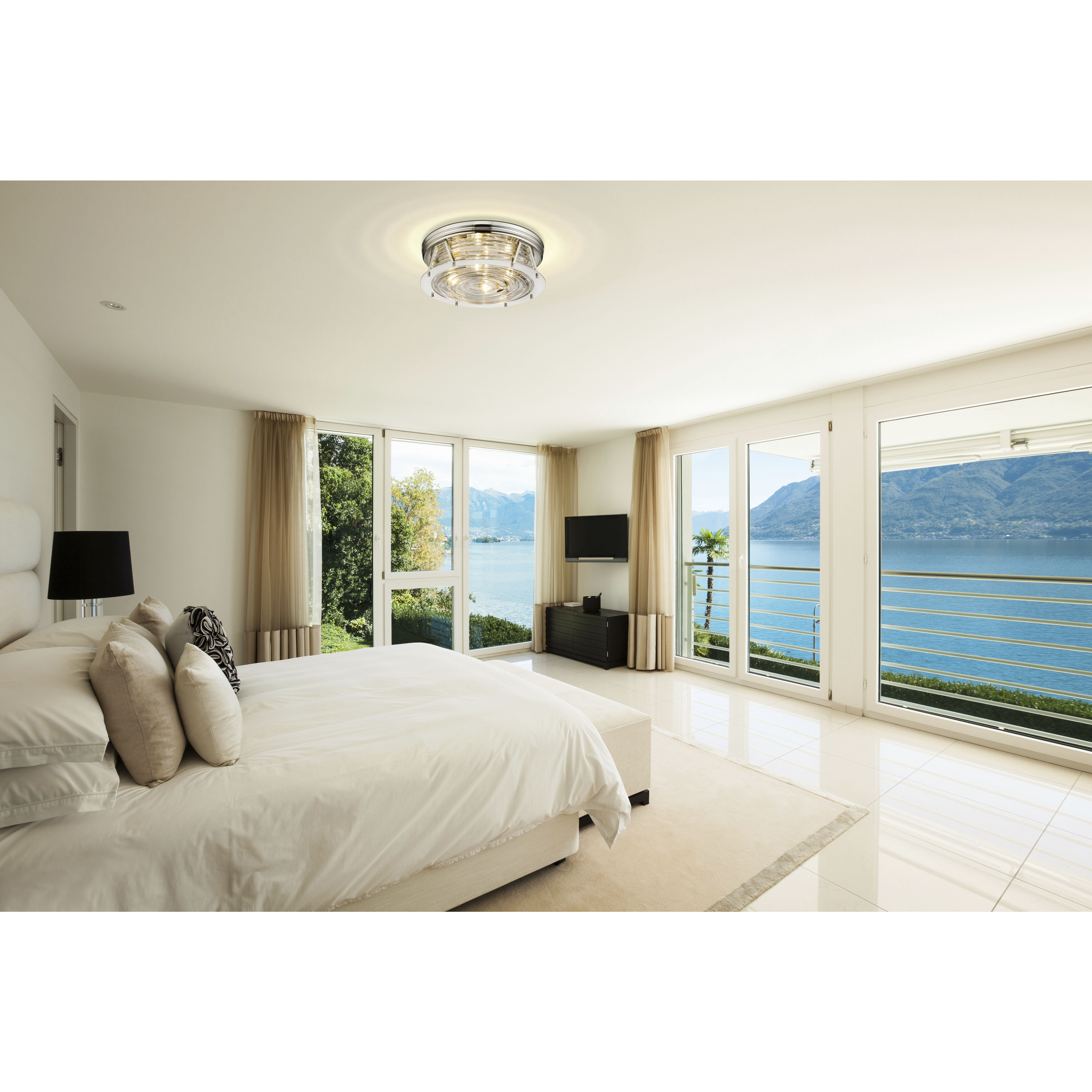 Cape Harbor 4 Light 20 inch Polished Nickel Flush Mount Ceiling Light