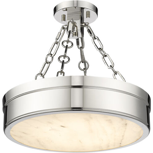 Anders LED 15 inch Polished Nickel Semi Flush Mount Ceiling Light