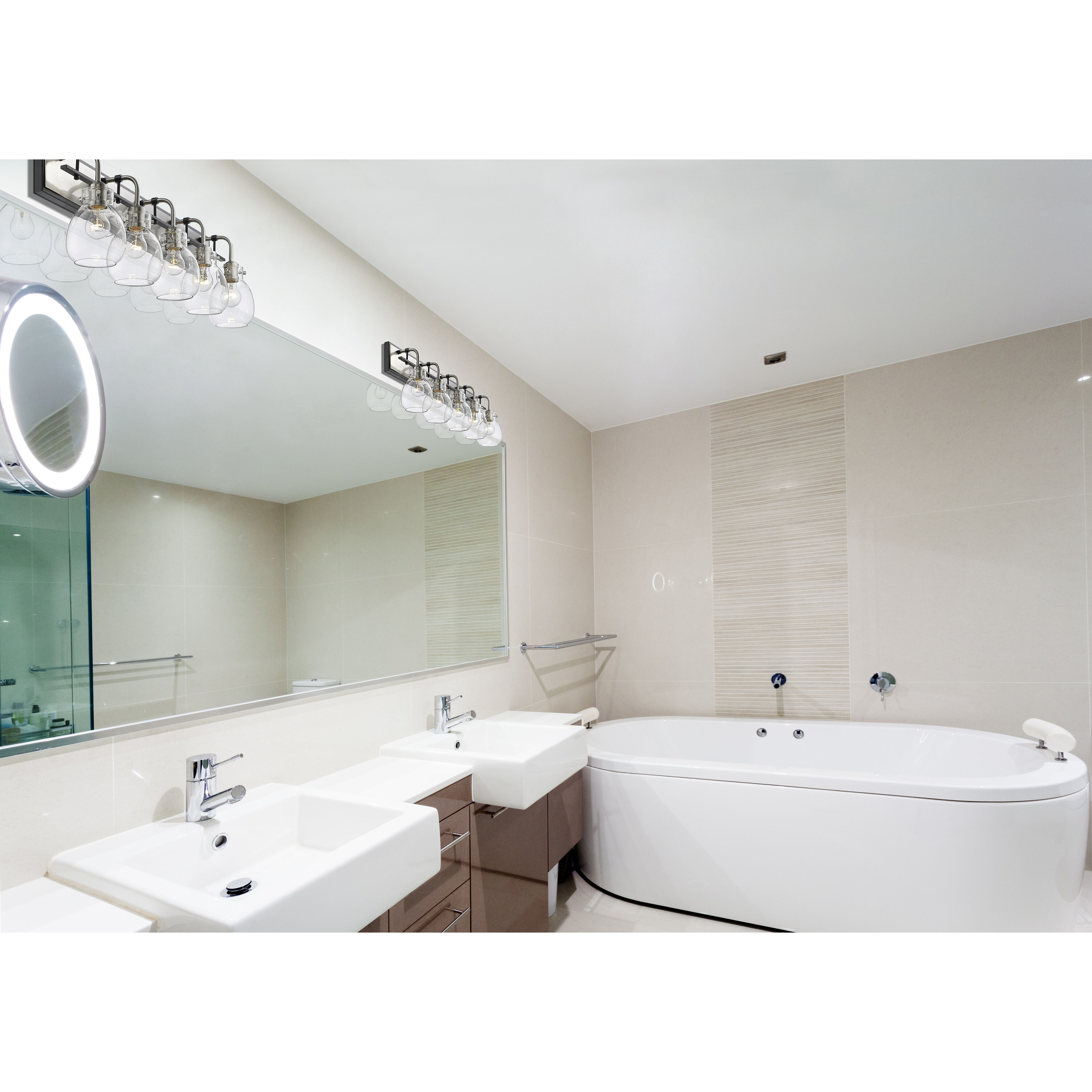 Kraken 5 Light 38 inch Matte Black and Brushed Nickel Vanity Wall Light