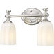 Orion 2 Light 13.75 inch Brushed Nickel Bath Vanity Light Wall Light