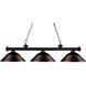 Riviera 3 Light 59 inch Bronze Billiard Ceiling Light in Stepped Bronze, 16