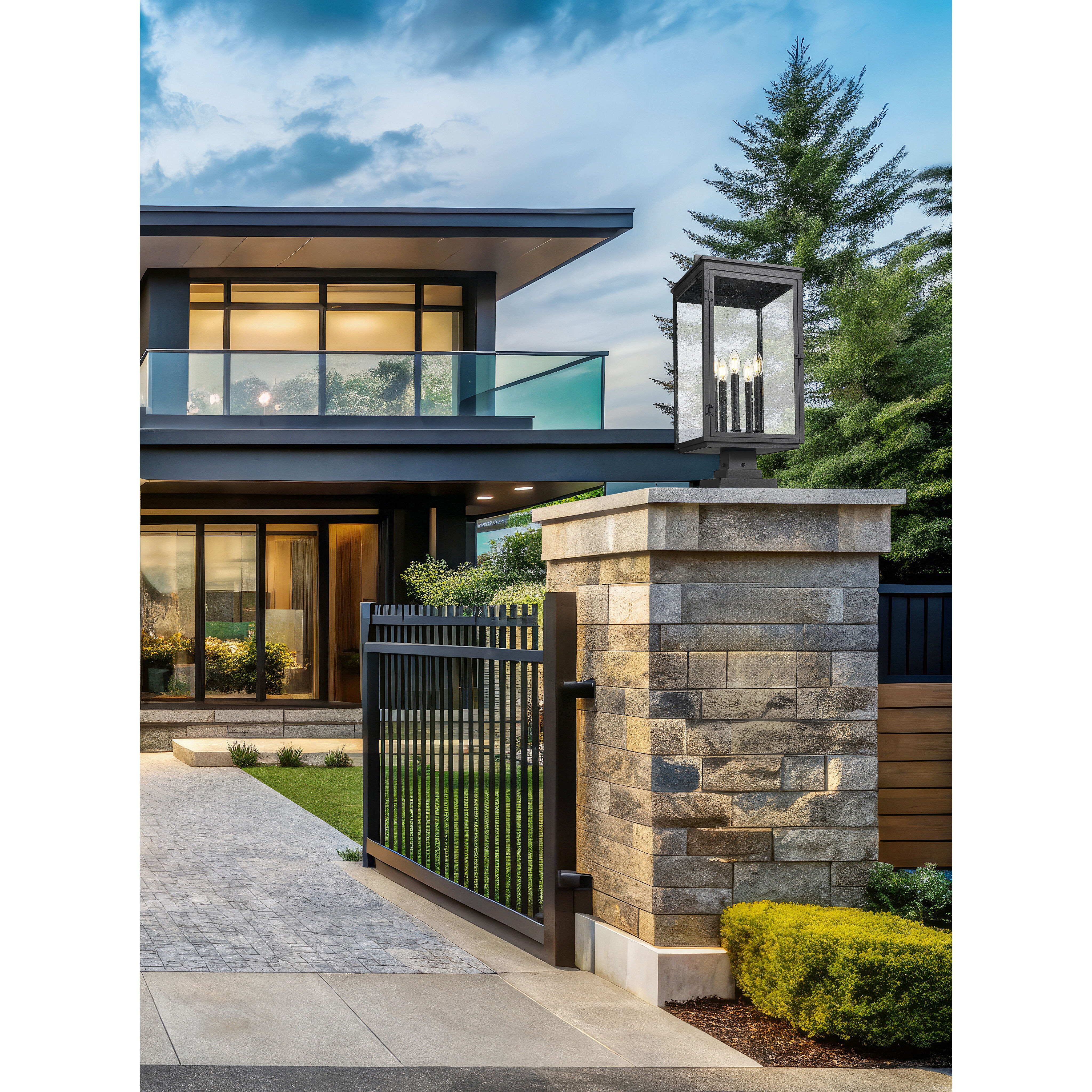 Hartwell 5 Light 27.75 inch Sand Black Outdoor Pier Mounted Fixture