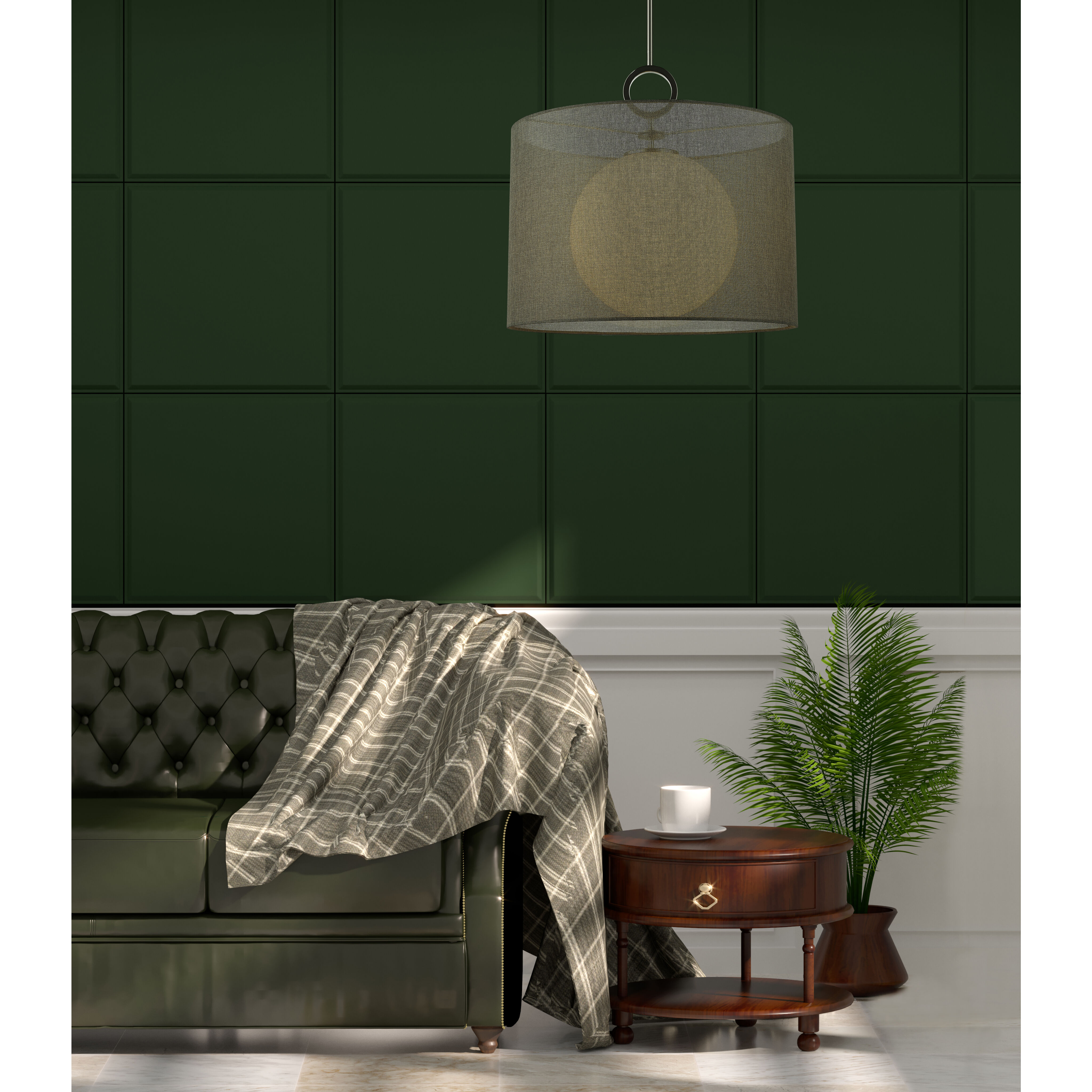 Arosia 1 Light 20 inch Chrome Pendant Ceiling Light in 9, Gray Fabric