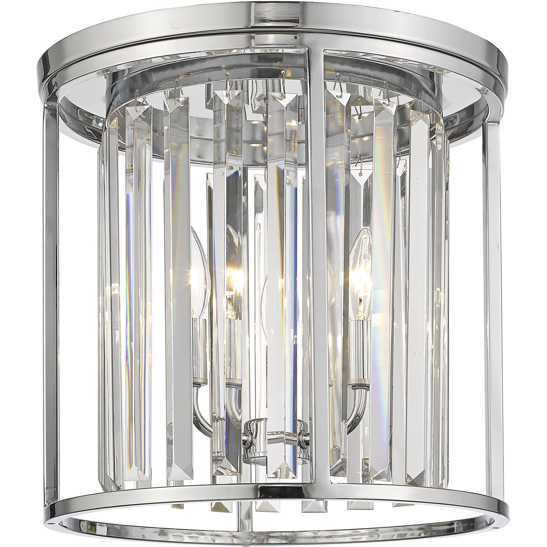 Monarch 3 Light 14 inch Chrome Flush Mount Ceiling Light in 10