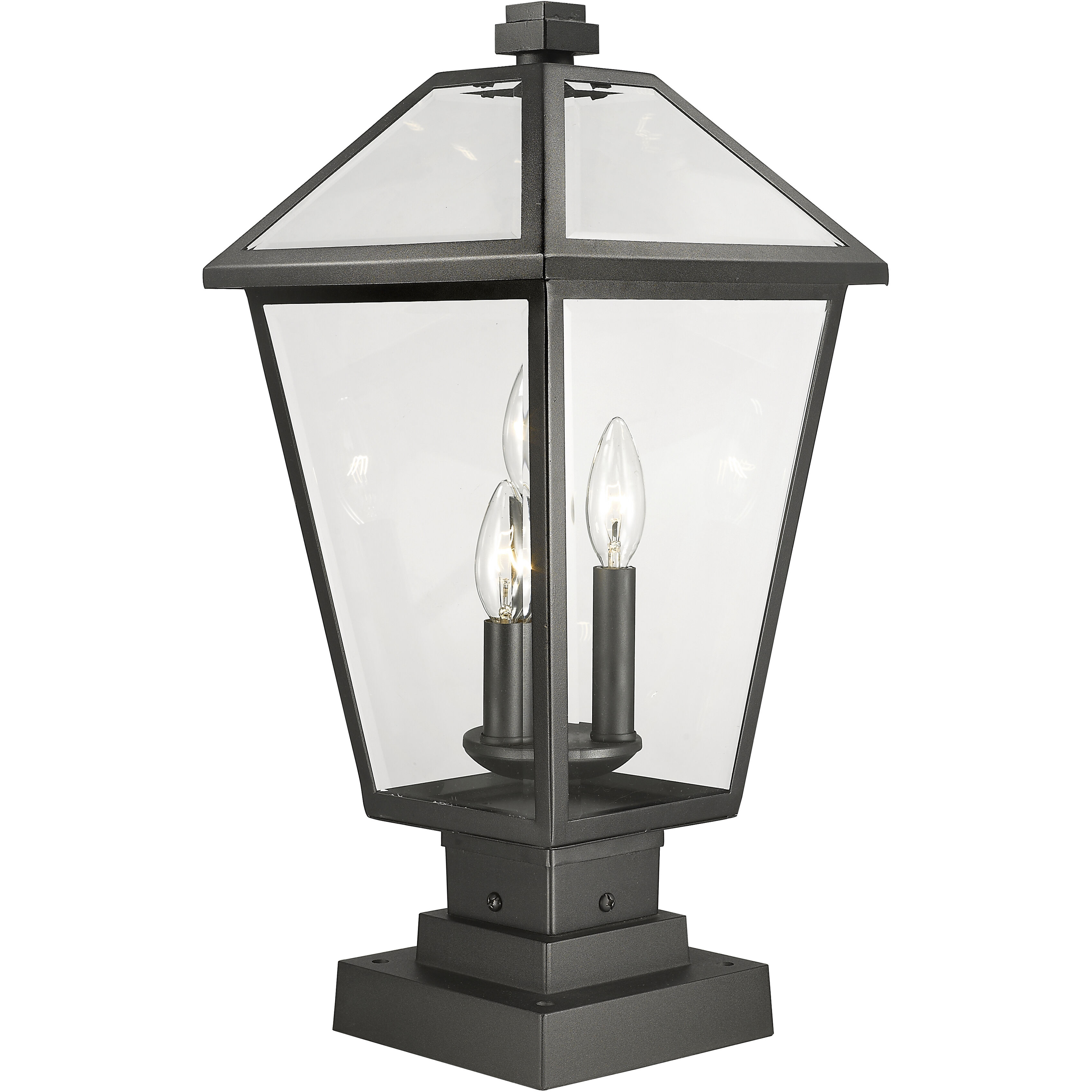 Talbot 3 Light 21 inch Black Outdoor Pier Mounted Fixture in Clear Beveled Glass