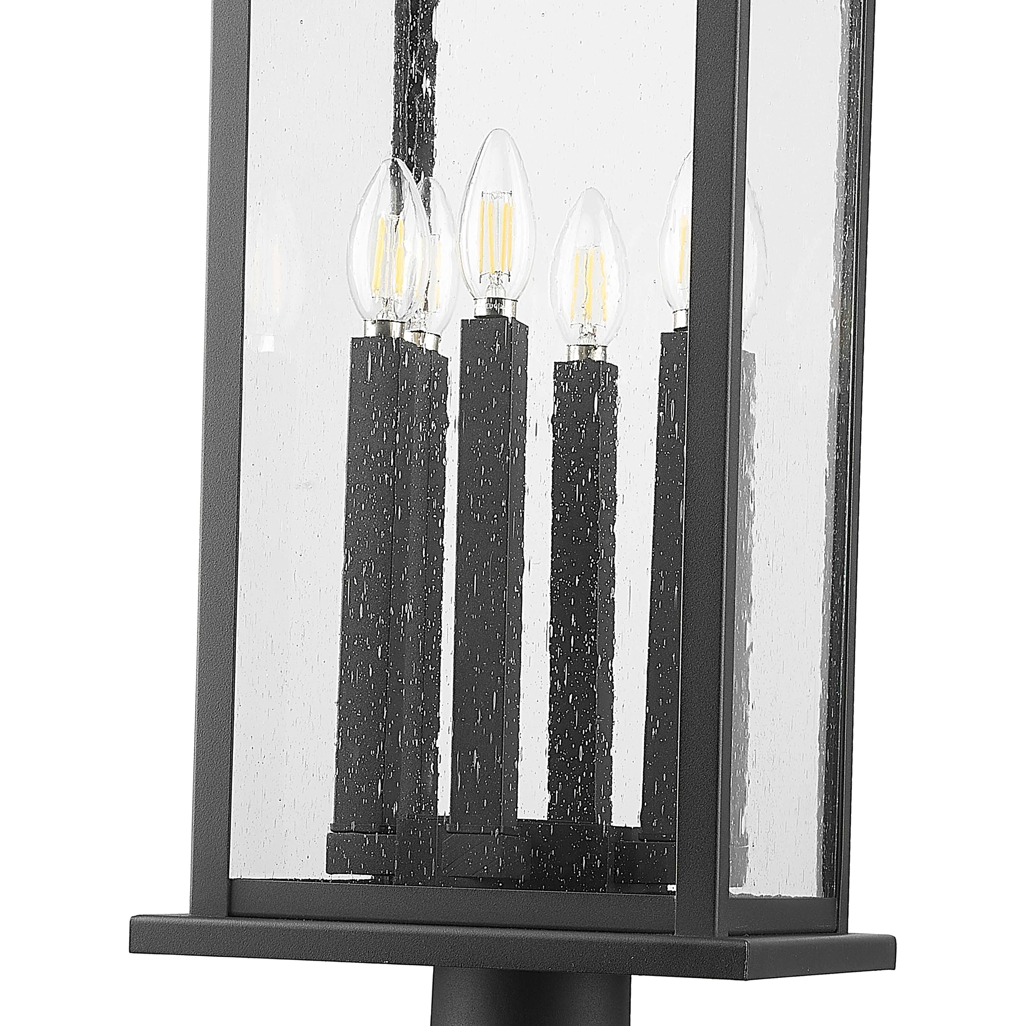 Tiberius 6 Light 36.75 inch Black Outdoor Pier Mounted Fixture in Clear Seedy Glass