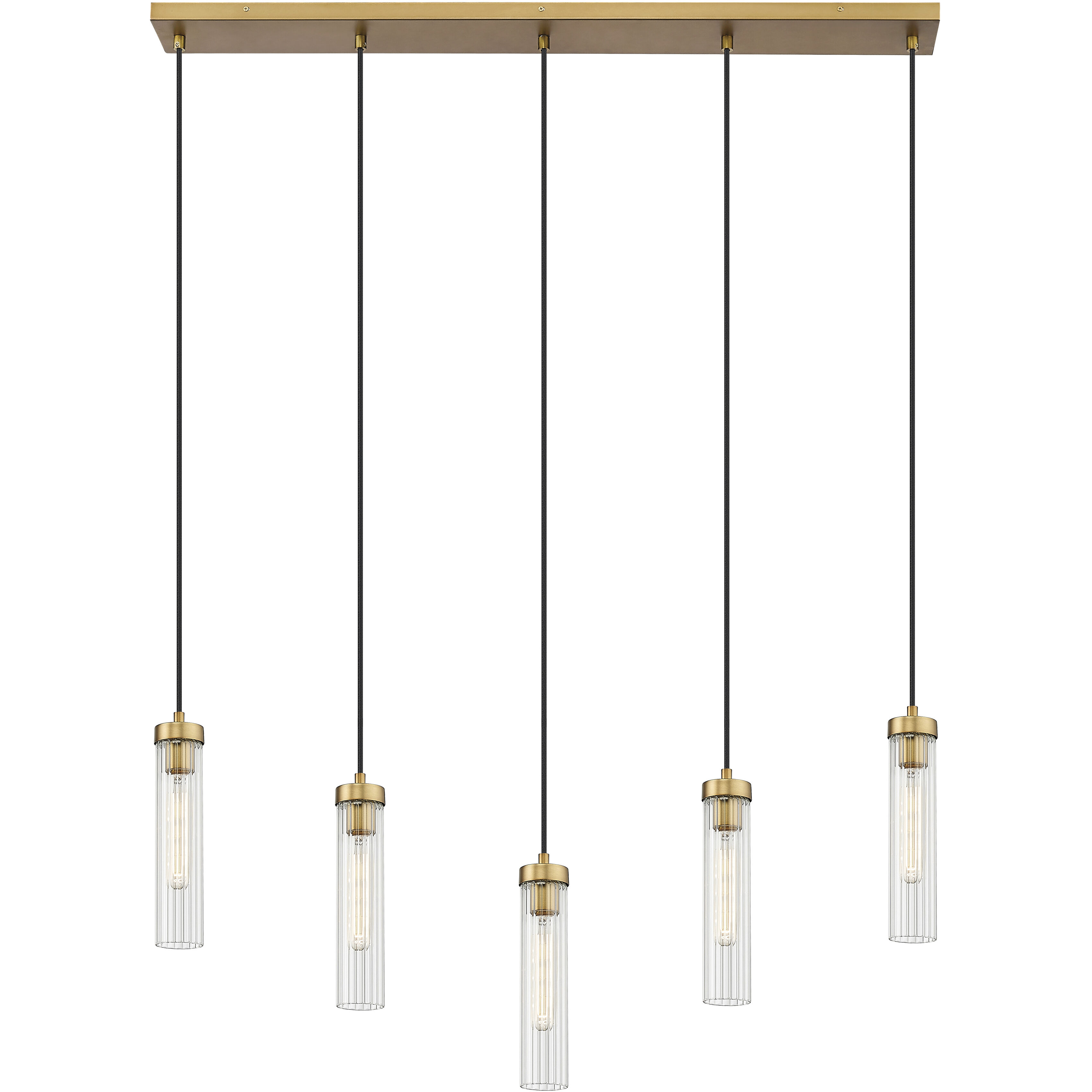 Beau 5 Light 42 inch Rubbed Brass Linear Chandelier Ceiling Light