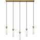 Beau 5 Light 42 inch Rubbed Brass Linear Chandelier Ceiling Light