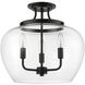 Joliet 3 Light 15.75 inch Matte Black Semi Flush Mount Ceiling Light