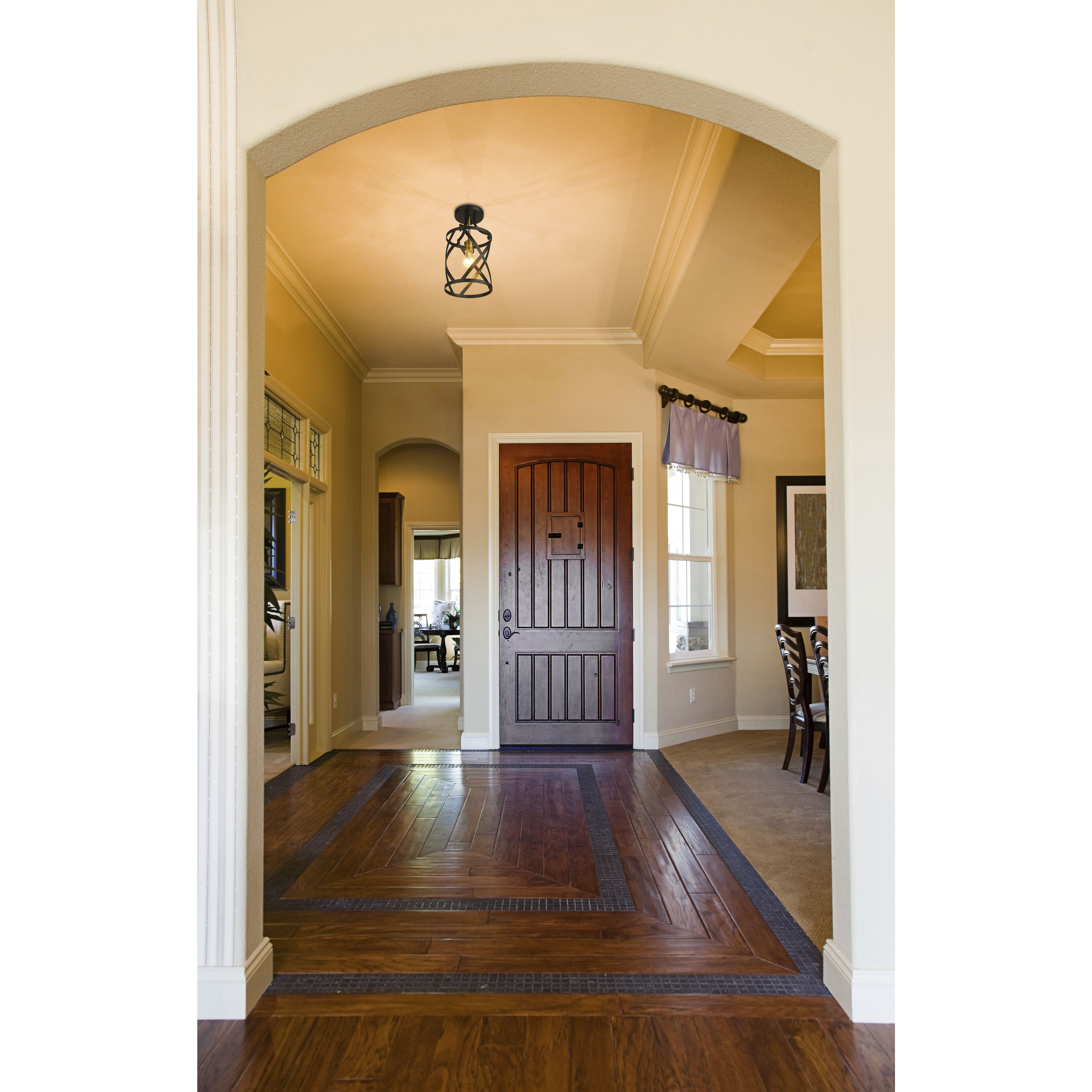 Malcalester 1 Light 8 inch Matte Black and Olde Brass Flush Mount Ceiling Light