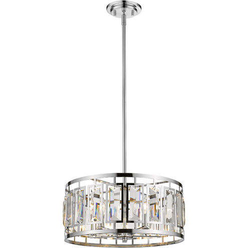 Mersesse 5 Light 19 inch Chrome Pendant Ceiling Light in 10.56, Clear and Chrome