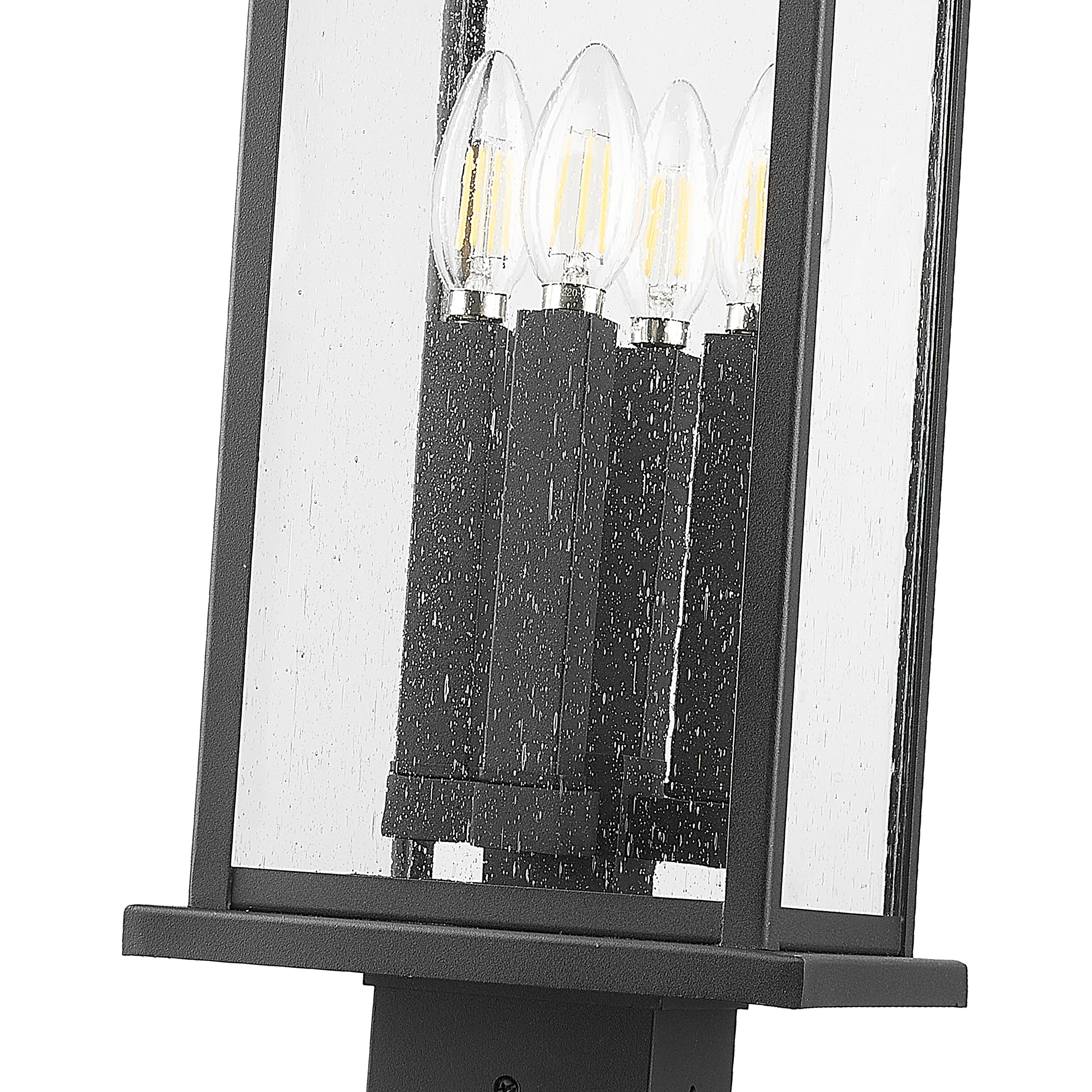 Tiberius 4 Light 27 inch Black Outdoor Pier Mounted Fixture in Clear Seedy Glass