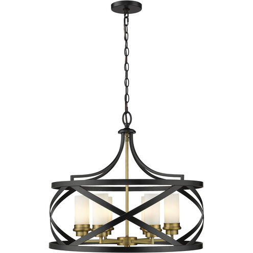 Malcalester 6 Light 24 inch Matte Black/Olde Brass Chandelier Ceiling Light