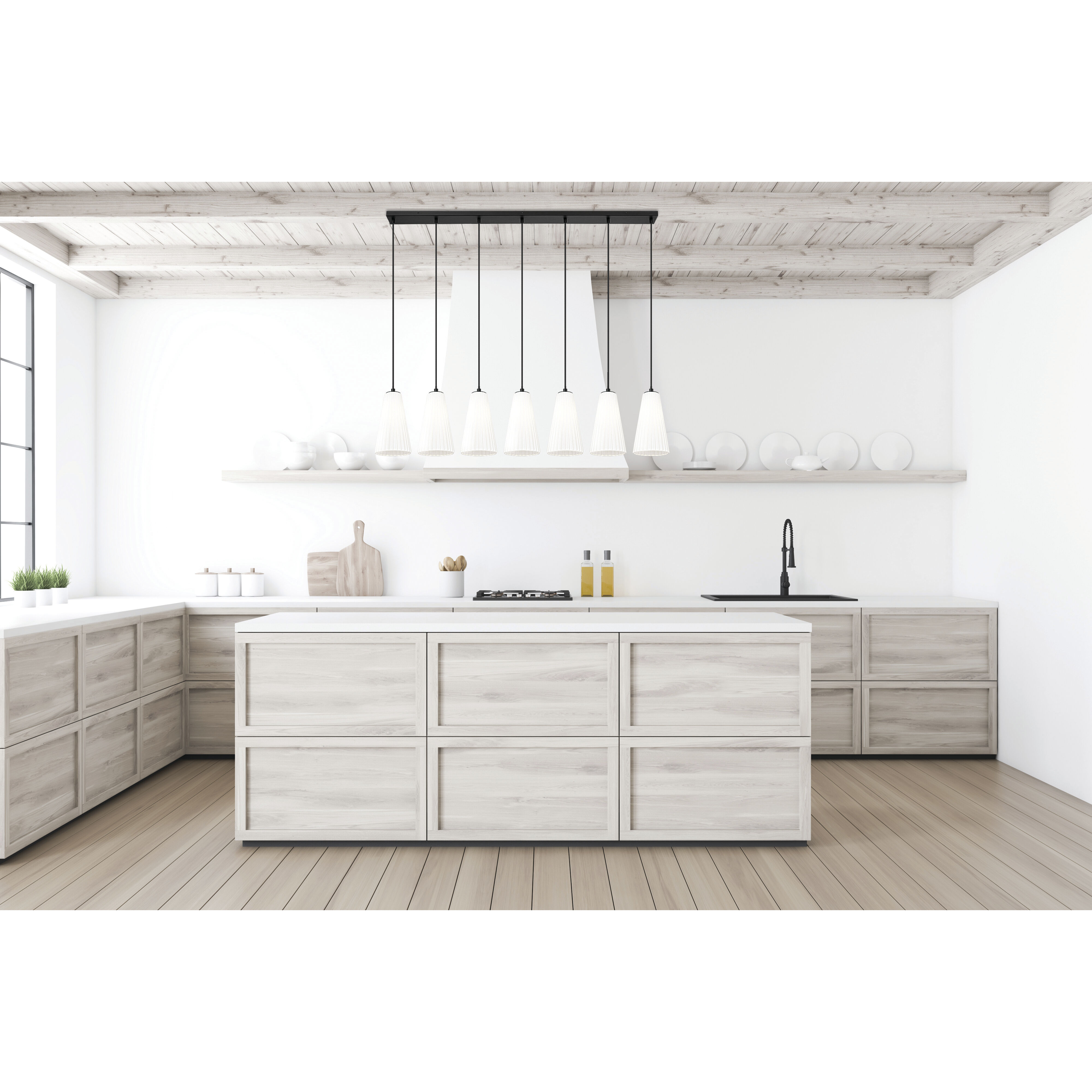 Farrell 7 Light 54 inch Matte Black Linear Chandelier Ceiling Light