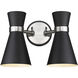Soriano 2 Light 12 inch Matte Black and Brushed Nickel Wall Sconce Wall Light