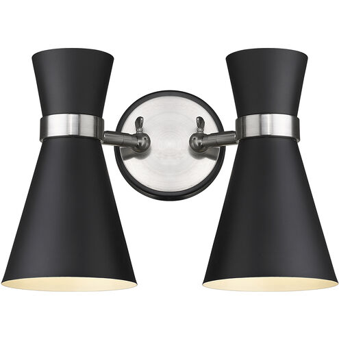 Soriano 2 Light 12 inch Matte Black and Brushed Nickel Wall Sconce Wall Light