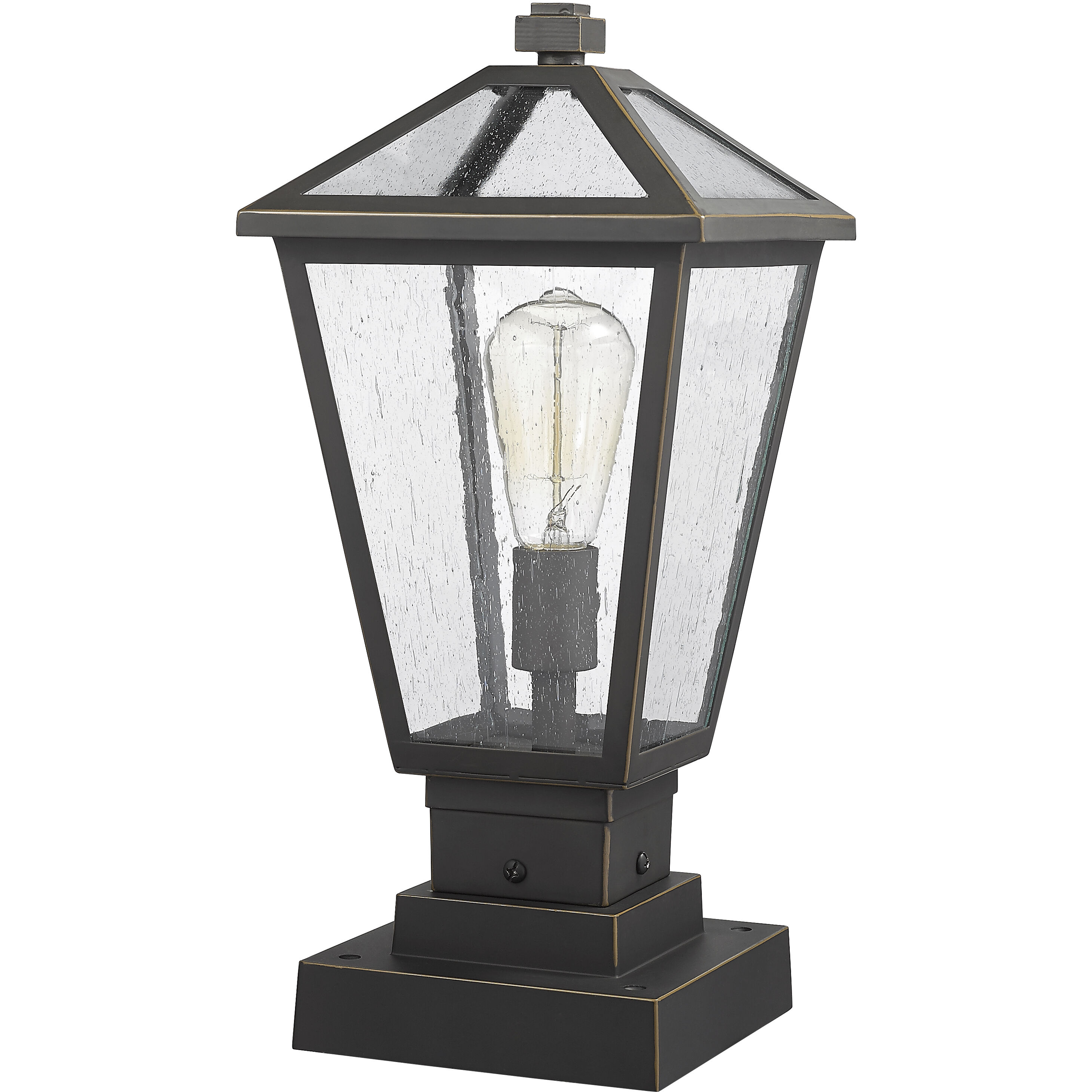 Talbot 1 Light 17.5 inch Oil Rubbed Bronze Outdoor Pier Mounted Fixture in Seedy Glass