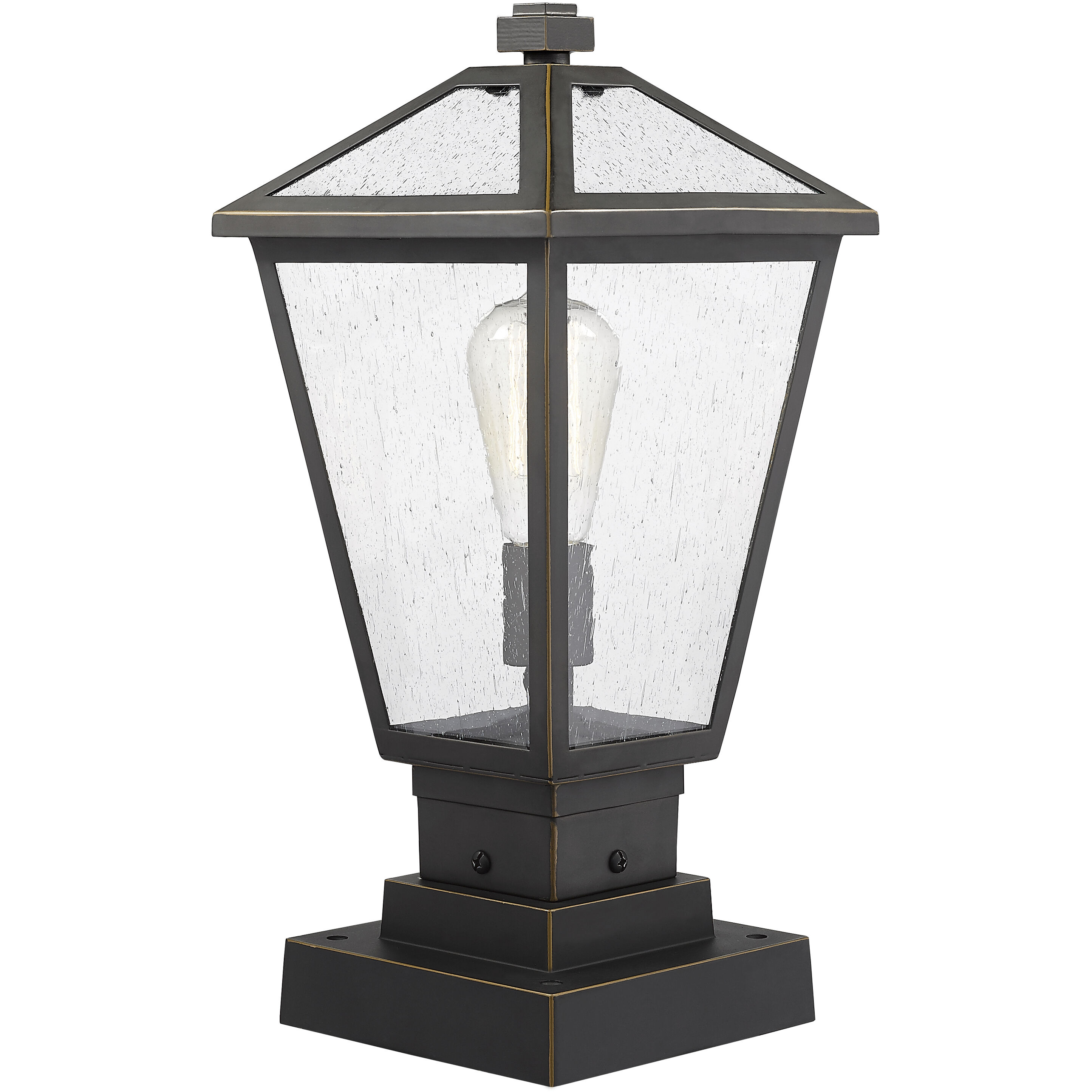 Talbot 1 Light 17.5 inch Oil Rubbed Bronze Outdoor Pier Mounted Fixture in Seedy Glass