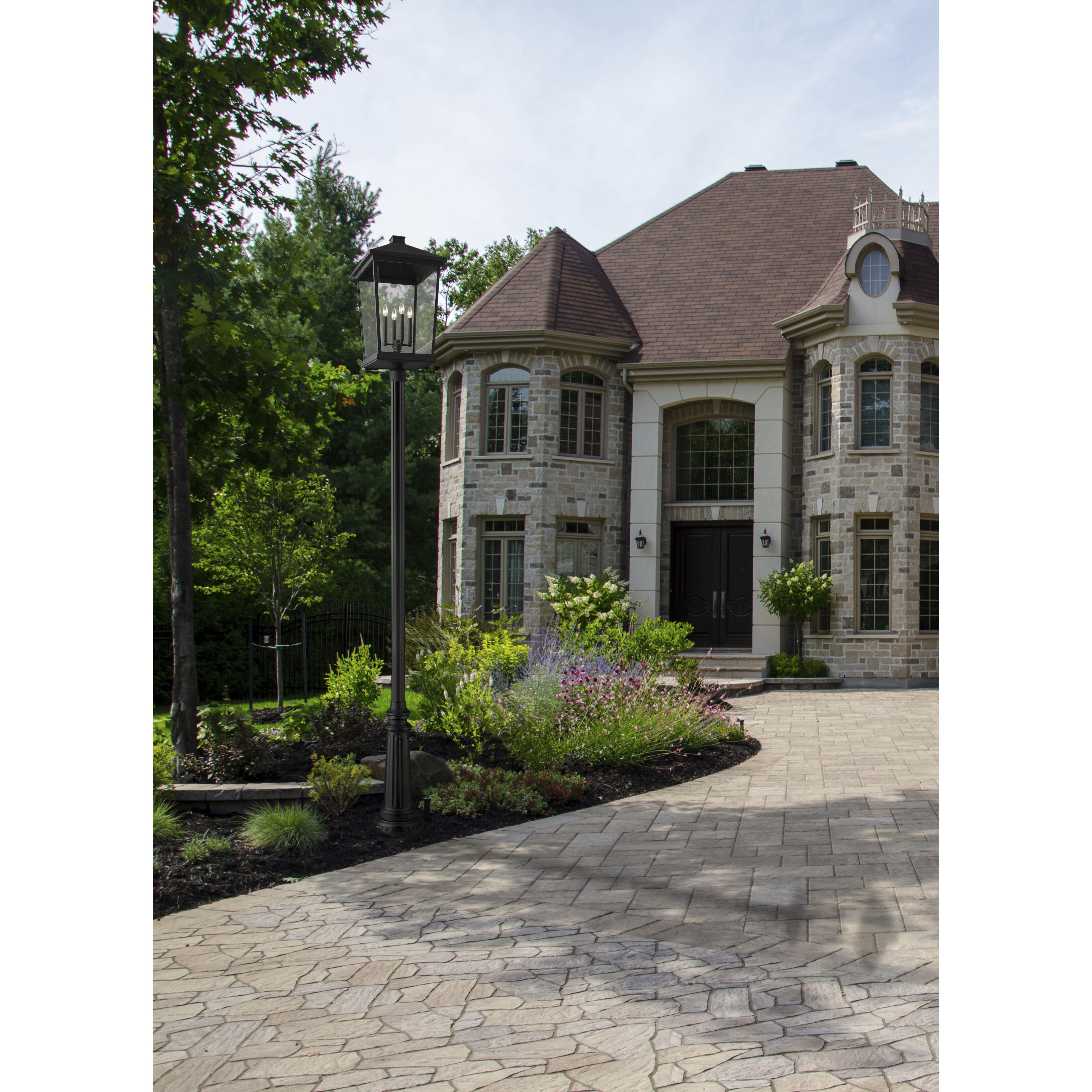 Beacon 4 Light 125.5 inch Black Outdoor Post Mounted Fixture