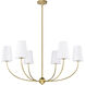 Shannon 6 Light 42 inch Rubbed Brass Chandelier Ceiling Light