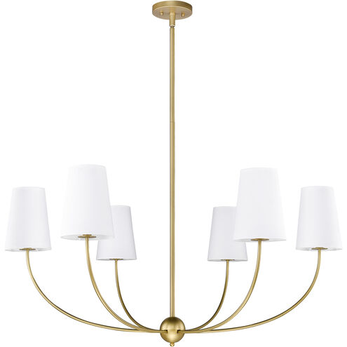 Shannon 6 Light 42 inch Rubbed Brass Chandelier Ceiling Light