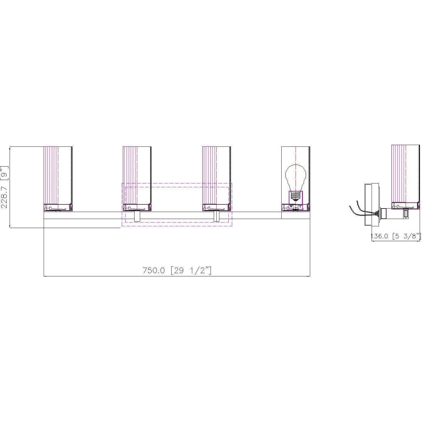 Danica 4 Light 29.5 inch Matte Black Bath Vanity Light Wall Light