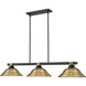 Bronte 3 Light 54.75 inch Matte Black and Rubbed Brass Billiard Light Ceiling Light