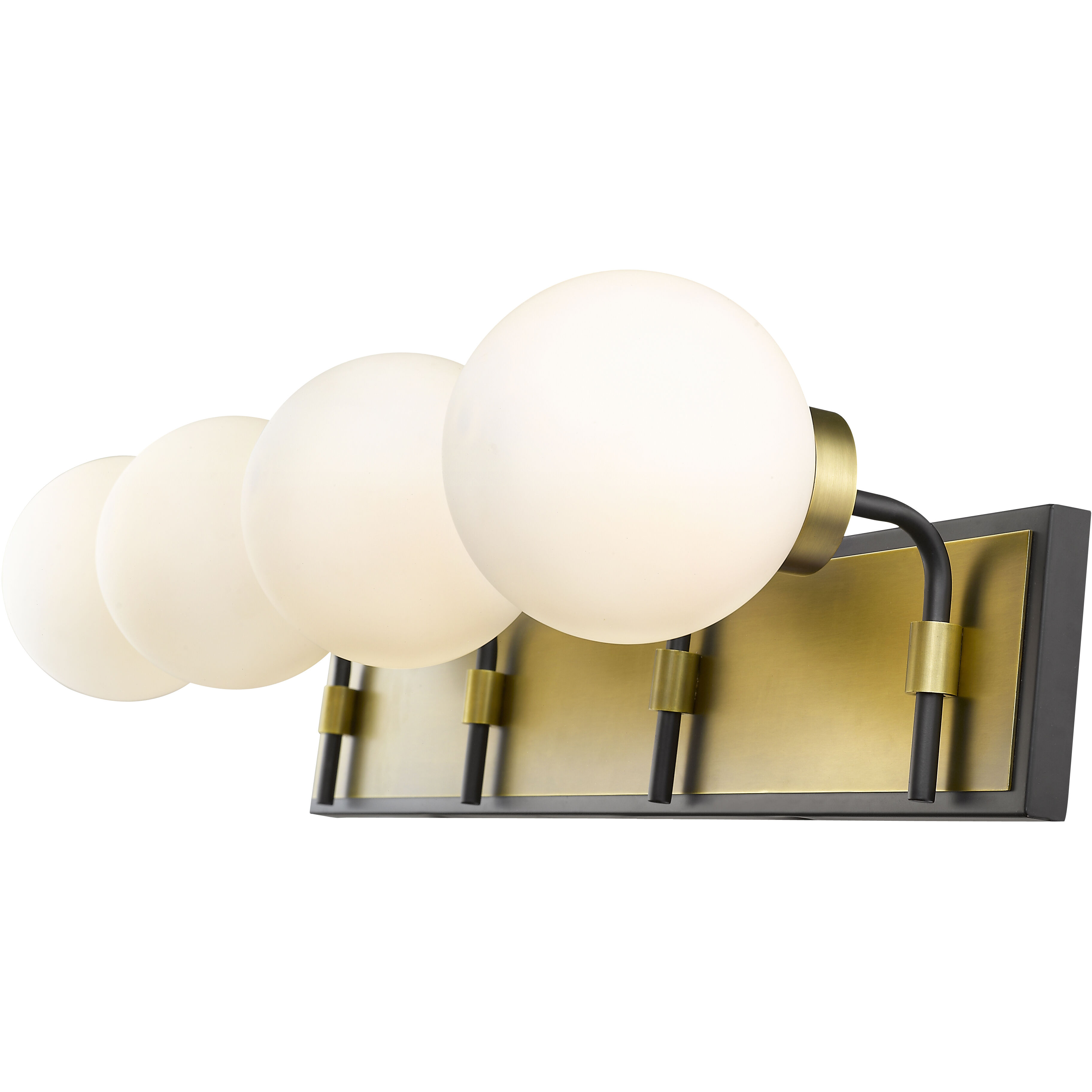 Parsons 4 Light 33.25 inch Matte Black and Olde Brass Vanity Wall Light