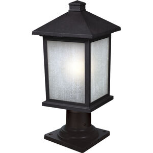 Holbrook 1 Light 18 inch Black Outdoor Pier Mounted Fixture in White Seedy Glass