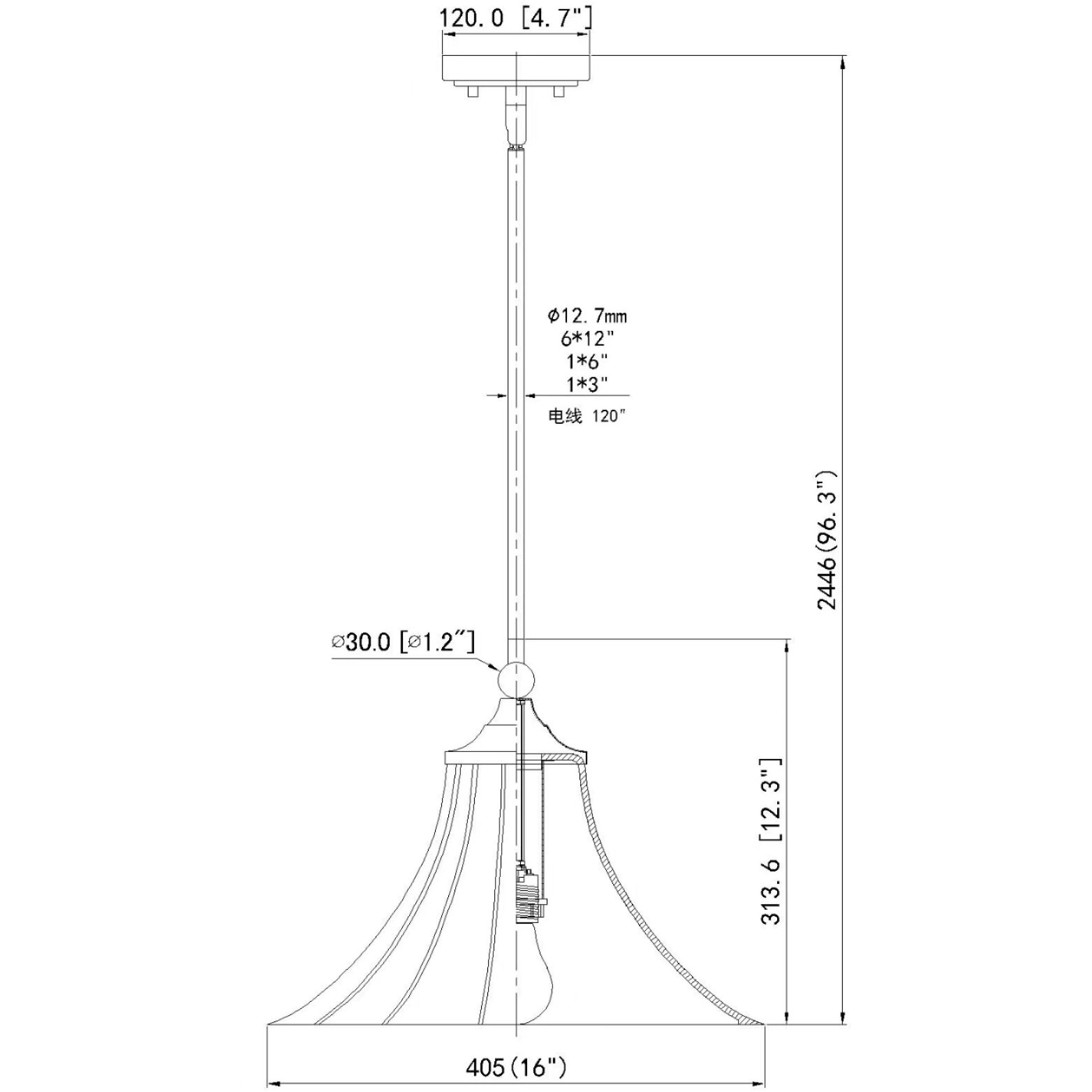 Fleur Pendant Ceiling Light in Modern Gold