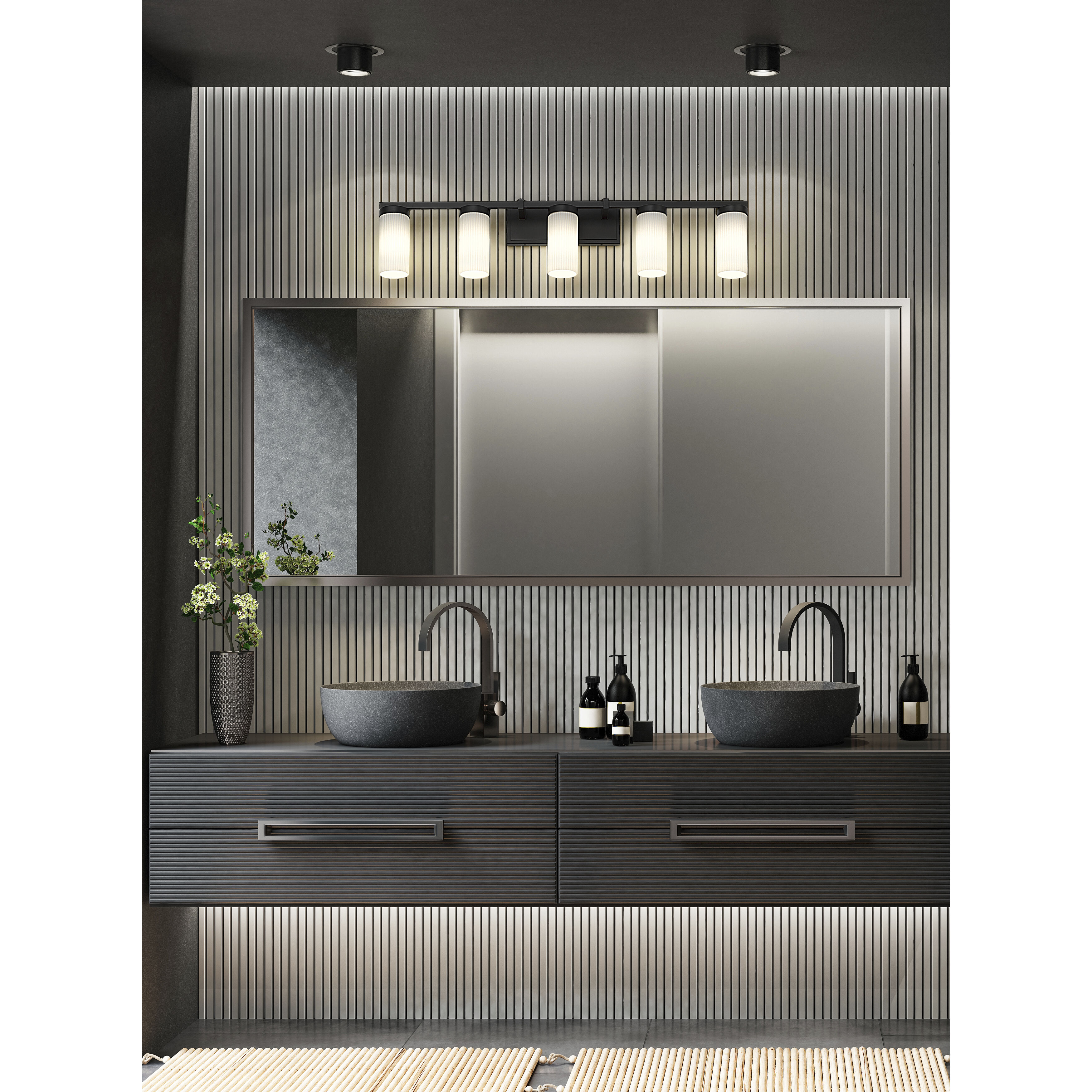 Danica 5 Light 38.75 inch Matte Black Bath Vanity Light Wall Light
