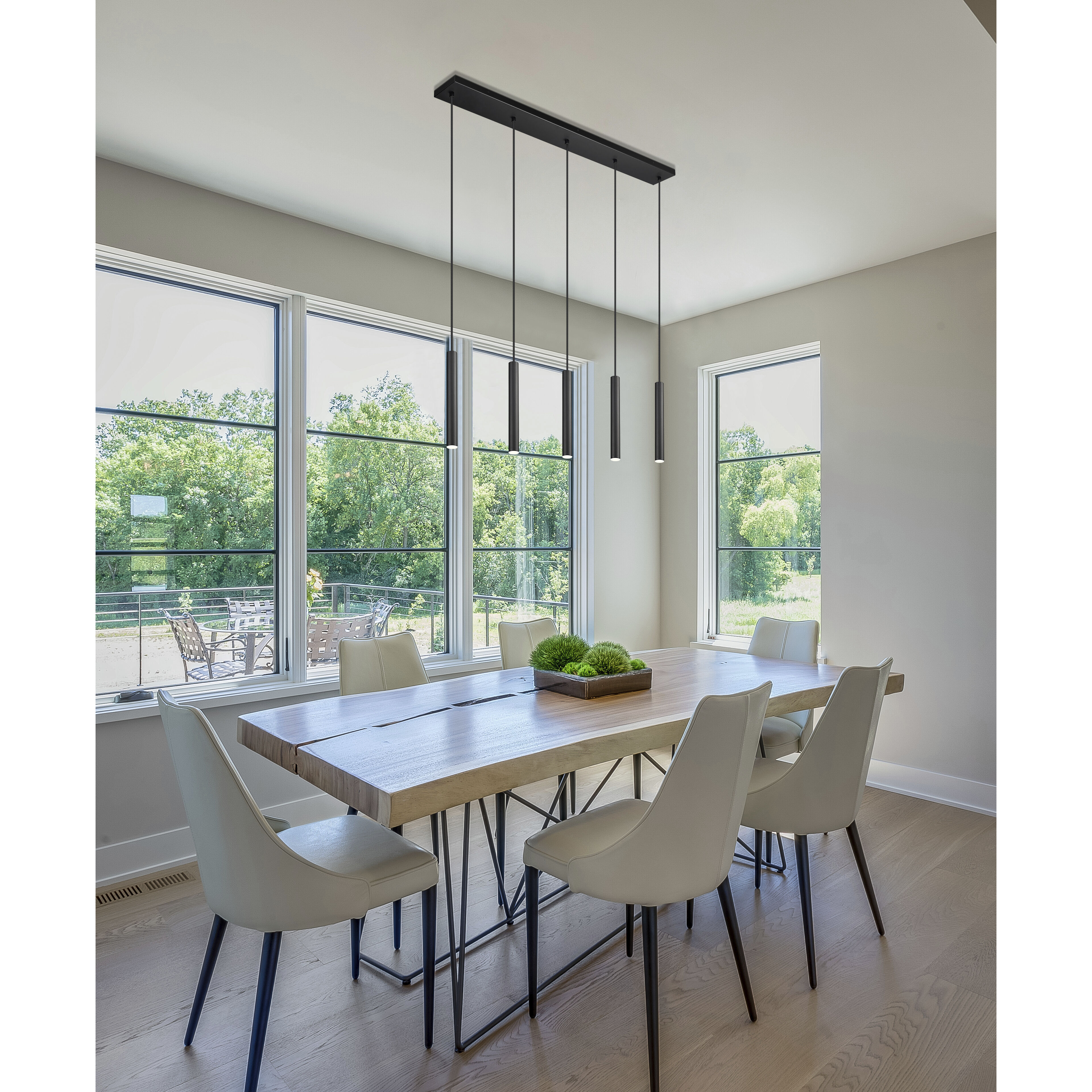 Forest Linear Chandelier Ceiling Light in Matte Black