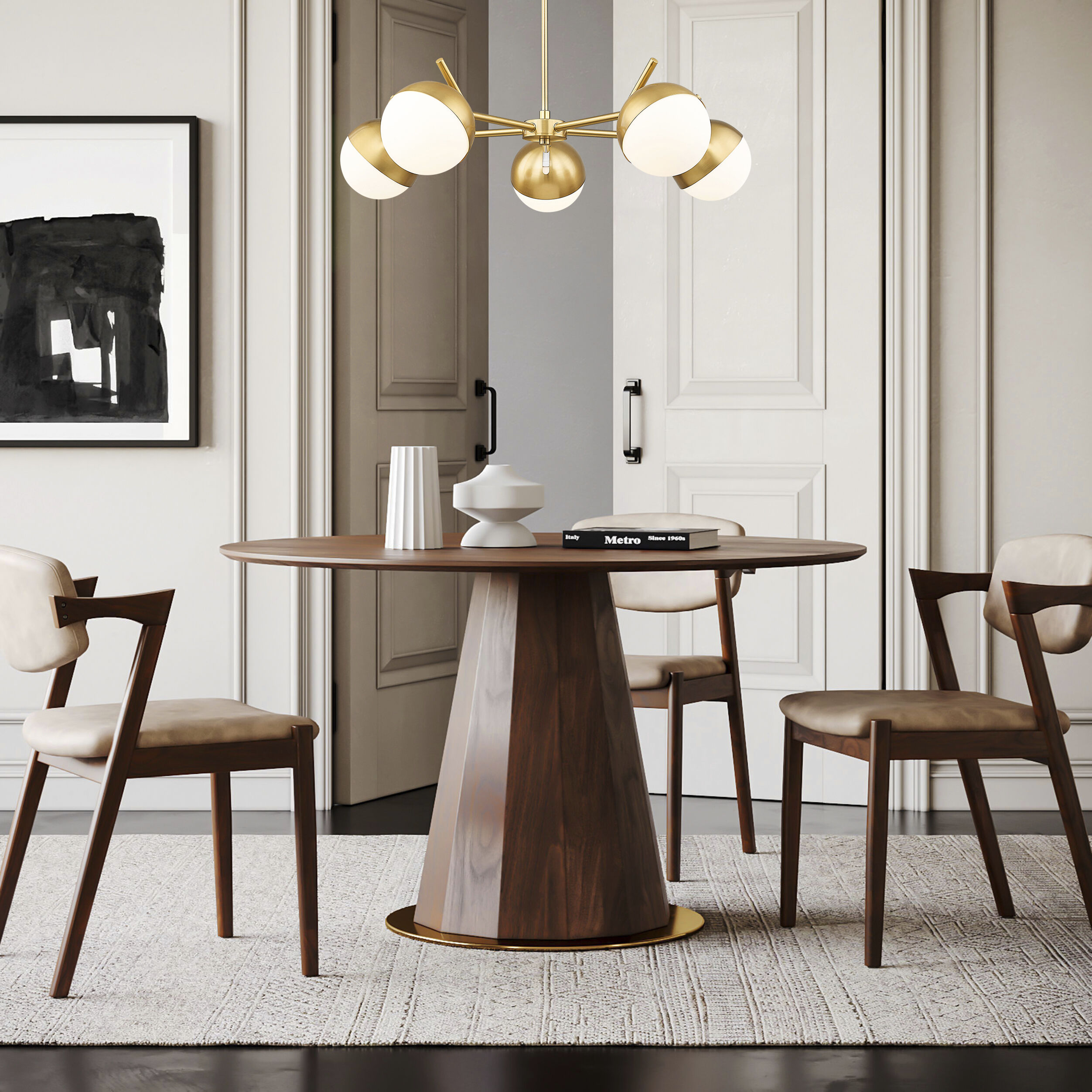 Realm Sphere 5 Light 32 inch Modern Gold Chandelier Ceiling Light